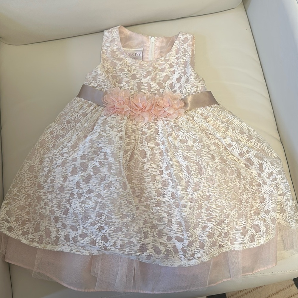 Iris and Ivy tulle dress with nappy in pink and gold. Size 18 months